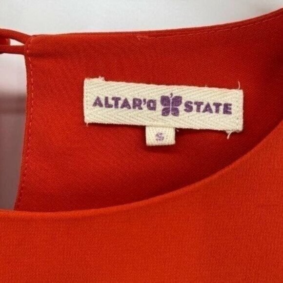 Altar'd State Orange Lace Bell Sleeves Scoop Neck Cotton Small Sheath Dress NWT - Picture 3 of 11